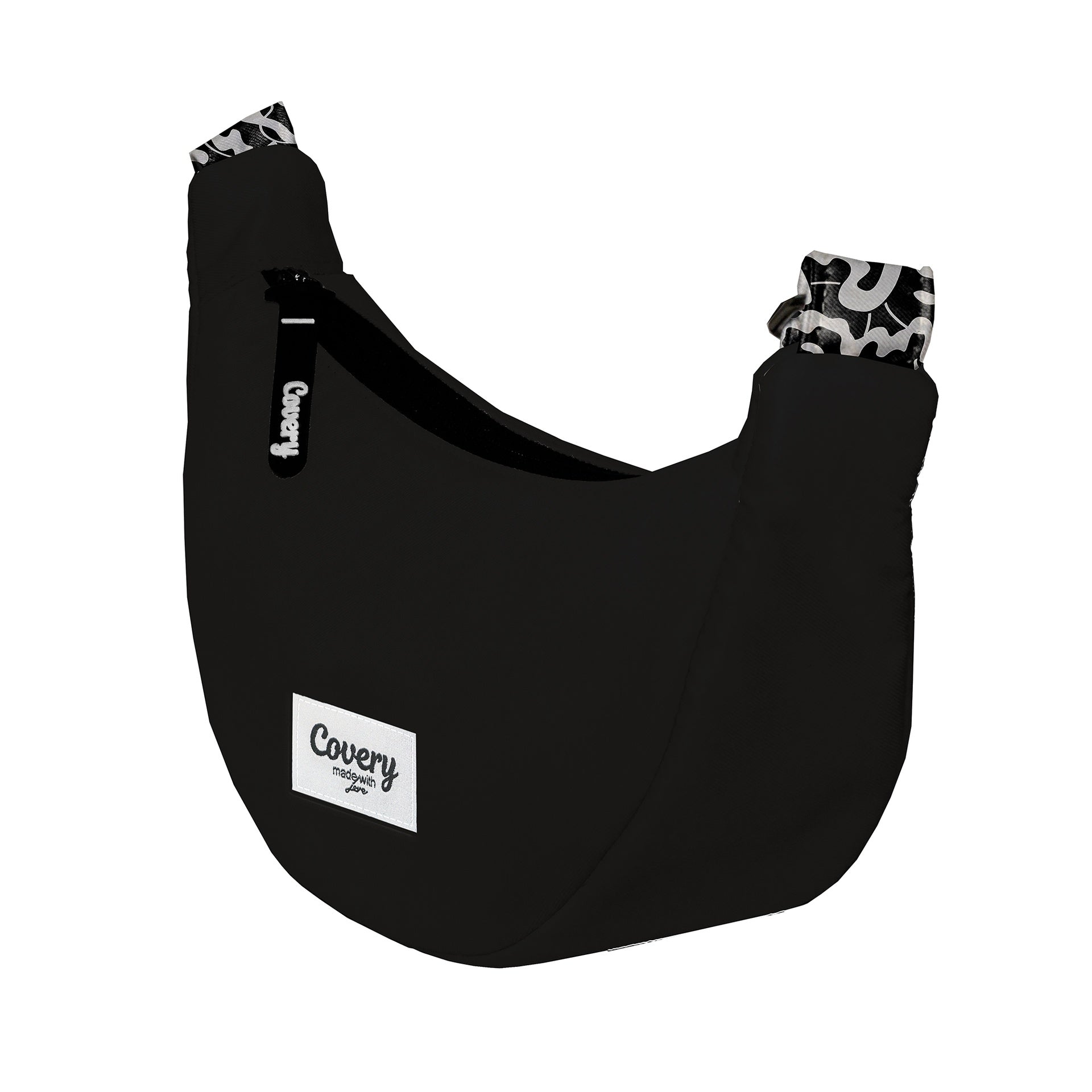 Black Waist Bag Hand Printed