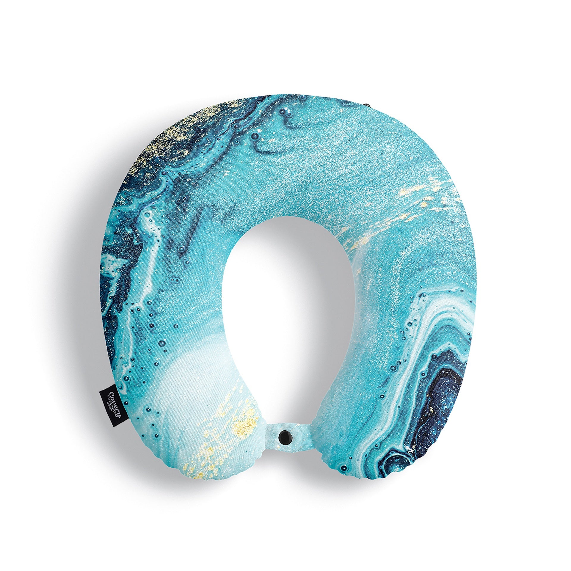Blue And Gold Marble  Neck Pillow