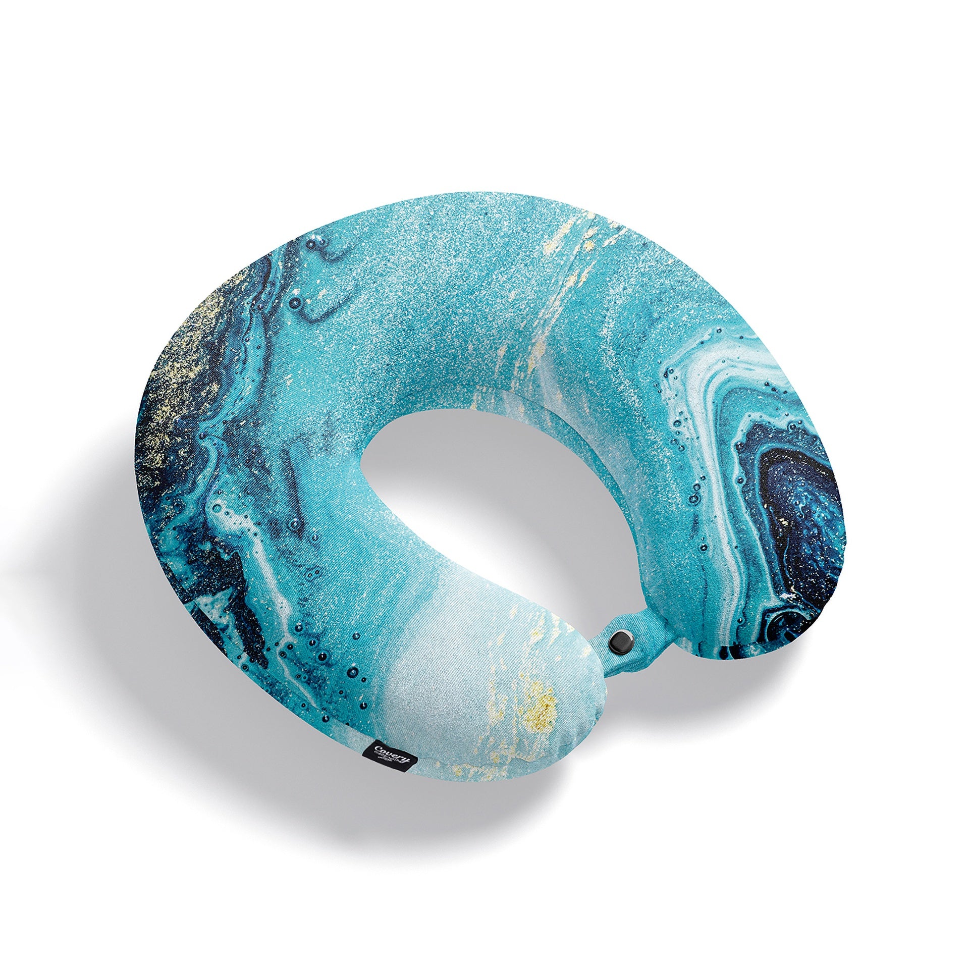Blue And Gold Marble  Neck Pillow