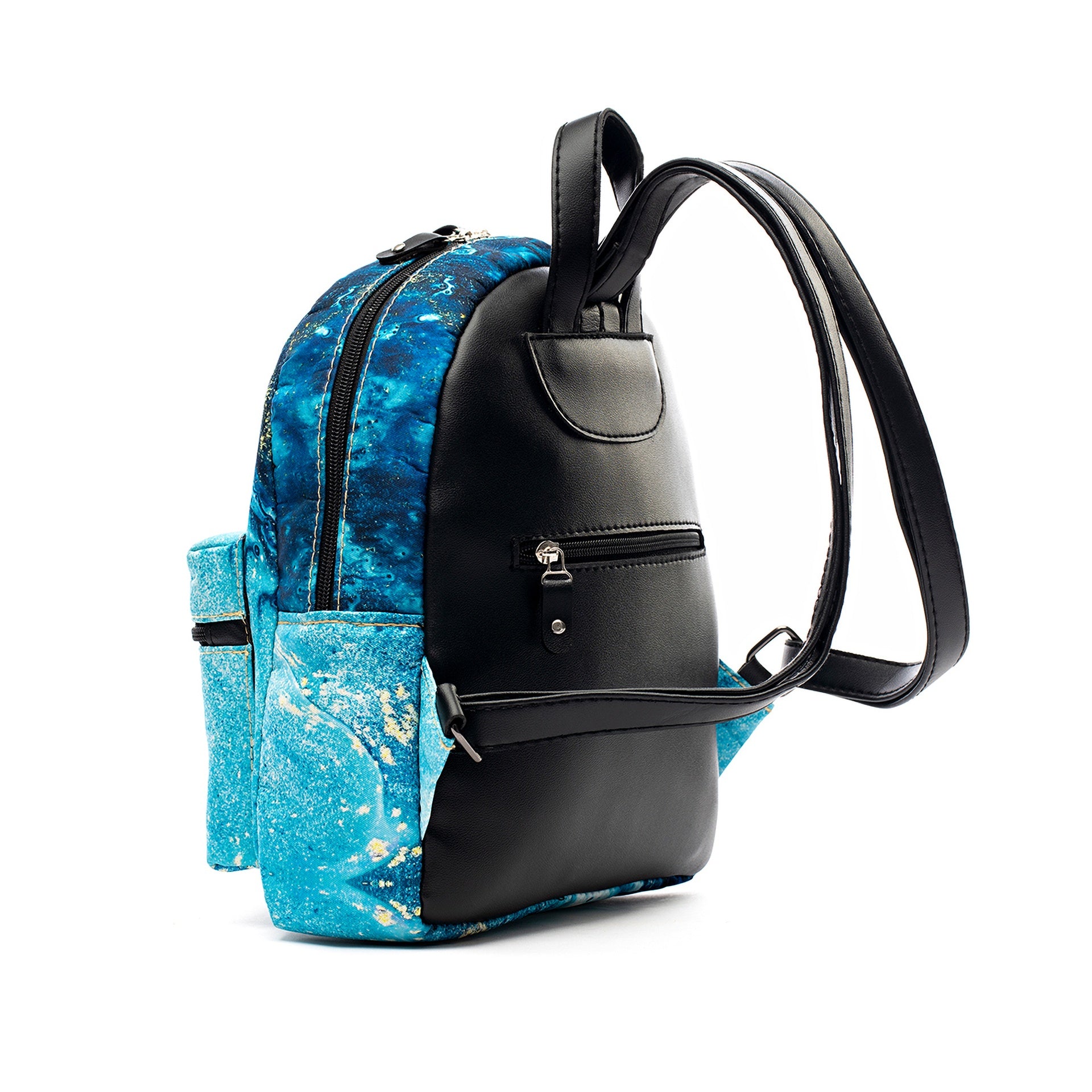 Blue And Gold Marble Mini Backpack