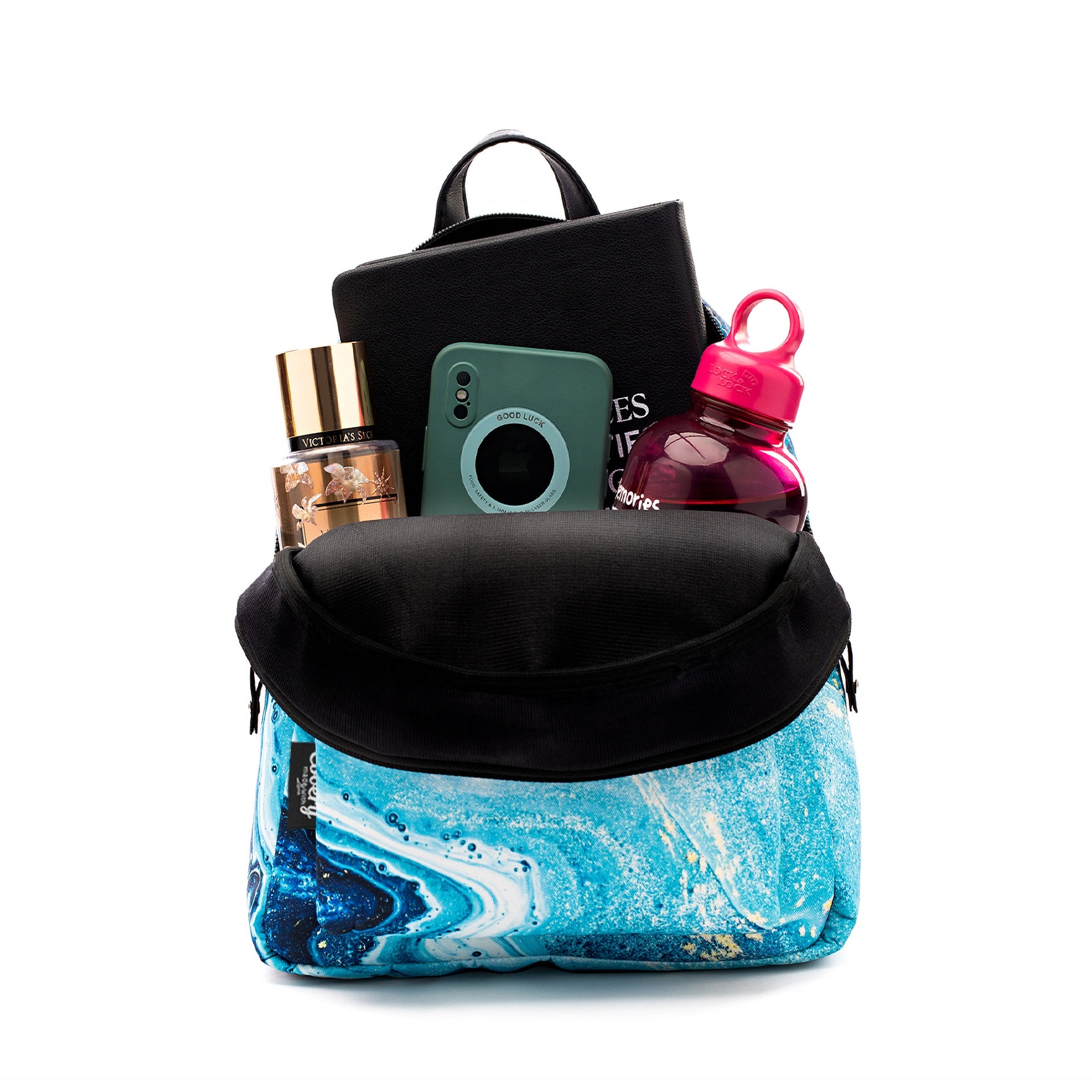 Blue And Gold Marble Mini Backpack