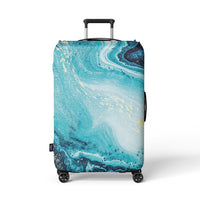 Blue And Gold Marble Suitcase Cover