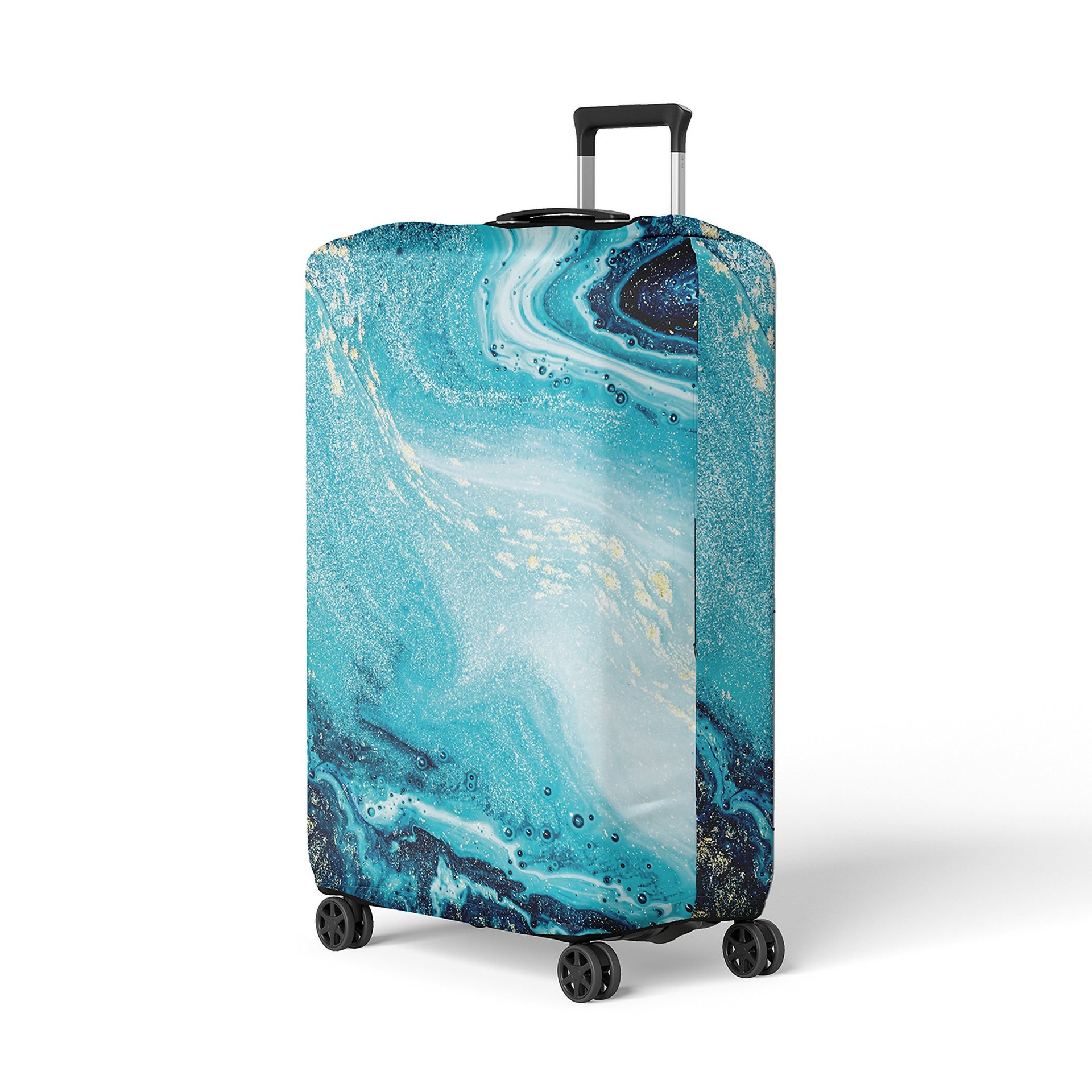 Blue And Gold Marble Suitcase Cover