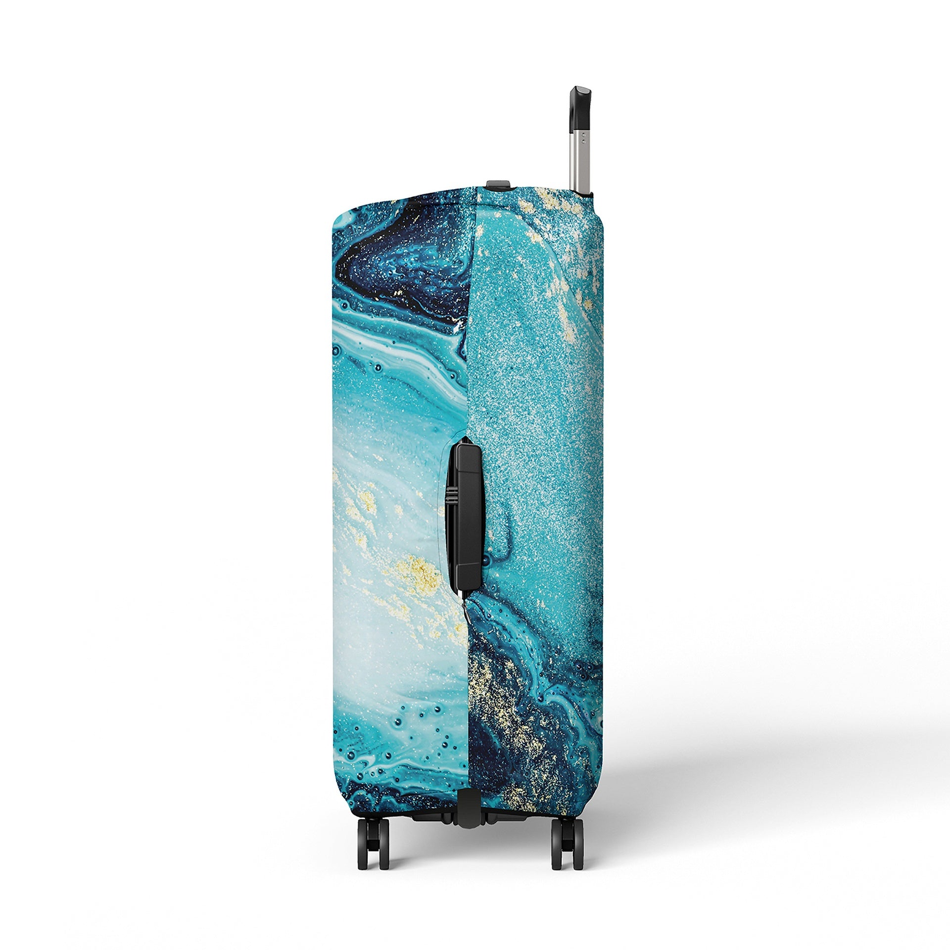 Blue And Gold Marble Suitcase Cover