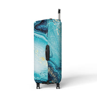 Blue And Gold Marble Suitcase Cover
