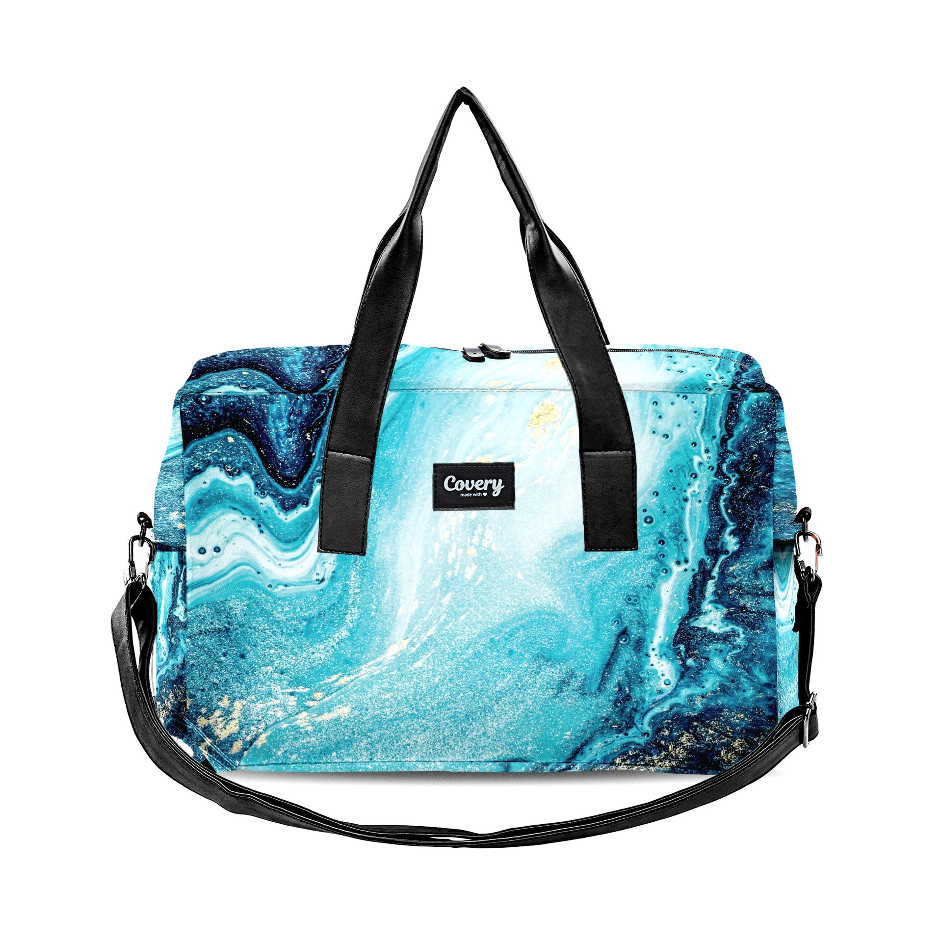 Blue And Gold Marble Travel Bag