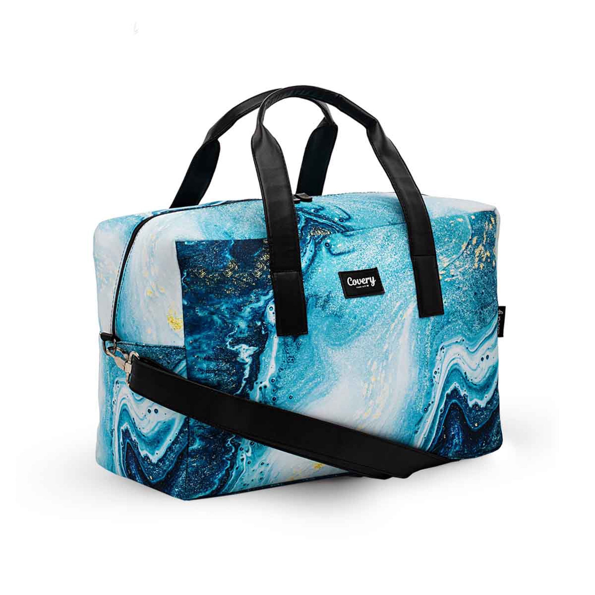 Blue And Gold Marble Travel Bag