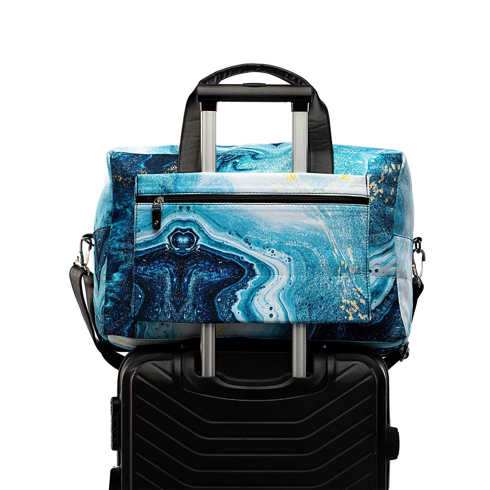 Blue And Gold Marble Travel Bag