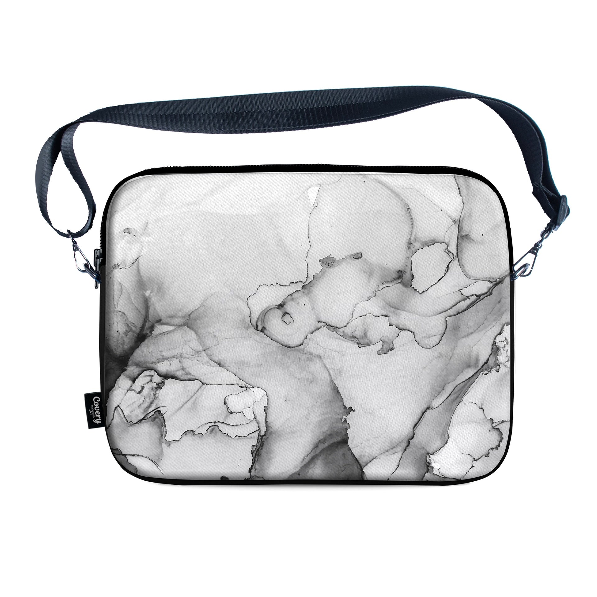 White Marble Fabric Laptop Sleeve